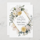 Butter Yellow And Gold Wedding Invitation Einladung (Vorne/Hinten)