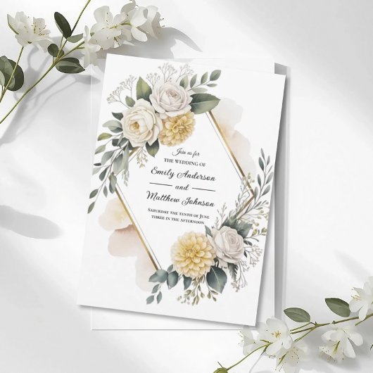 Butter Yellow And Gold Wedding Invitation Einladung