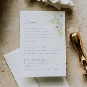 Butter Yellow Baby Blue Florale Hochzeitsdetails Begleitkarte