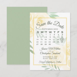Butter Yellow Boho Rosen Eleganter Kalender Hochze Save The Date