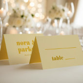 Butter Yellow Bold Typografy Simple Wedding Platzkarte