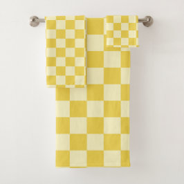 Butter Yellow Checkerboard Badhandtuch Set