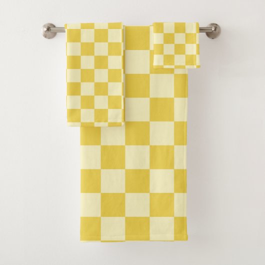 Butter Yellow Checkerboard Badhandtuch Set (Insitu)