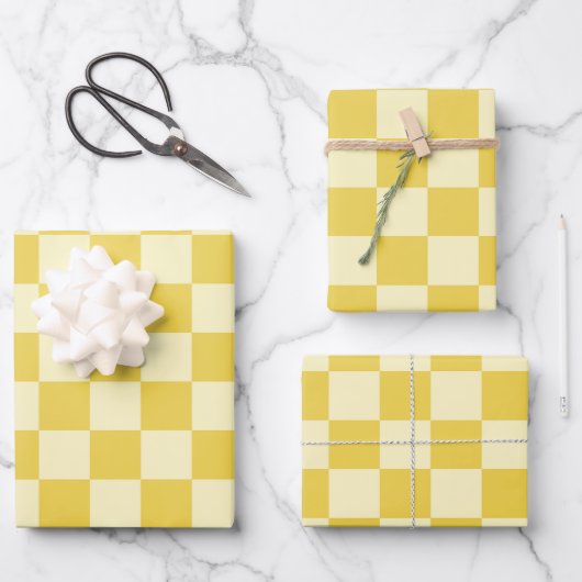 Butter Yellow Checkerboard Geschenkpapier Set (Vorderseite)