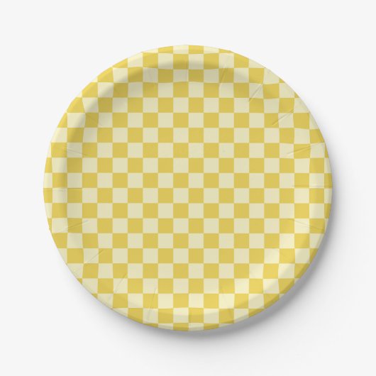Butter Yellow Checkerboard Pappteller (Vorderseite)