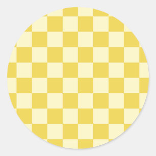 Butter Yellow Checkerboard Runder Aufkleber
