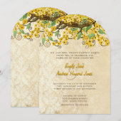 Butter Yellow Cherry Blossom Tea Stain Hochzeit Einladung (Vorne/Hinten)