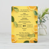 Butter Yellow Citrus Wedding Invitation Einladung (Stehend Vorderseite)