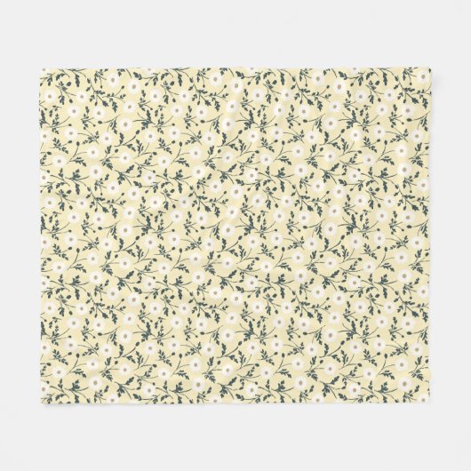Butter Yellow Cream Modern Farmhouse Daisy Pattern Fleecedecke (Vorderseite (Horizontal))