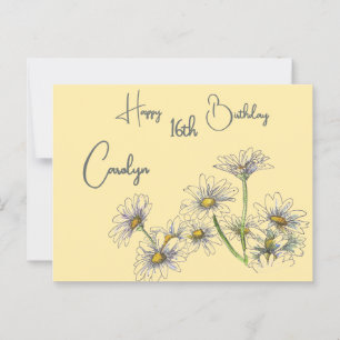 Butter Yellow Daisy Wasserfarbe Name & Alter Gebur Postkarte
