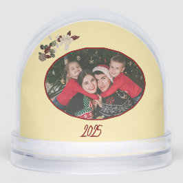 Butter Yellow & Deep Red Floral Photo Christmas Schneekugeln