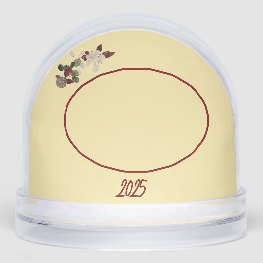 Butter Yellow & Deep Red Floral Photo Christmas Schneekugeln (Vorderseite)