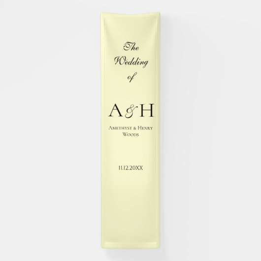 Butter Yellow Fabric Wedding Welcome Banner (Vertikal)