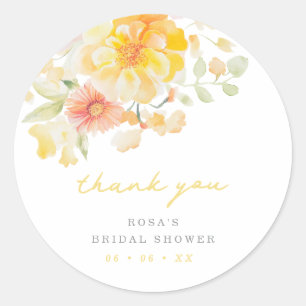 Butter Yellow Floral Brautparty Vielen Dank für Ih Runder Aufkleber