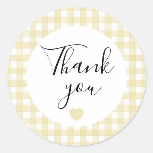Butter Yellow Gingham Danke Favor Sticker (Vorderseite)