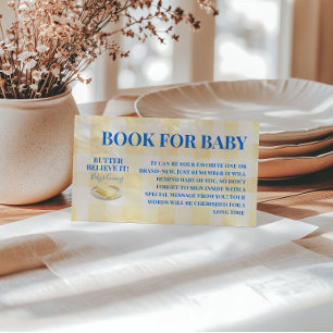 Butter Yellow Gingham Jungen Buch Für Baby Shower Begleitkarte