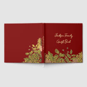 Butter Yellow, Gold & Deep Red Floral Christmas Gästebuch (Voll)