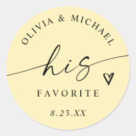 Butter Yellow His Favorite Wedding Treat Bag Runder Aufkleber