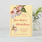 Butter Yellow & Honeysuckle Photo Wedding Einladung (Stehend Vorderseite)