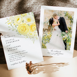 Butter Yellow Ivory Floral Photo Wedding Einladung