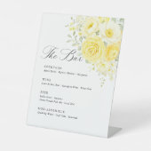 Butter Yellow Ivory Floral Wedding Bar Menu Sockelschild (Vorderseite)