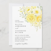Butter Yellow Ivory Floral Wedding Einladung (Vorderseite)