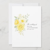 Butter Yellow Ivory Floral Wedding Einladung (Rückseite)
