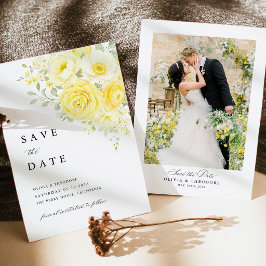 Butter Yellow Ivory Floral Wedding Photo Save The Date
