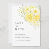 Butter Yellow Ivory Floral Wedding Photo Save The Date (Vorderseite)