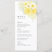 Butter Yellow Ivory Floral Wedding Reception Menükarte (Vorderseite)