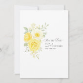 Butter Yellow Ivory Floral Wedding Save The Date (Rückseite)