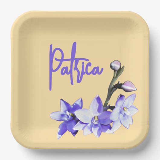 Butter Yellow & Lilac SunOrchid Birthday Pappteller (Vorderseite)