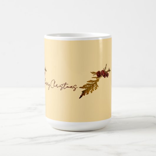 Butter Yellow Message Fern & Tiny Pine Cone Kaffeetasse (Mittel)