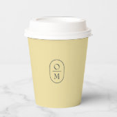 Butter Yellow | Minimal Monogram Wedding Pappbecher (Vorderseite)