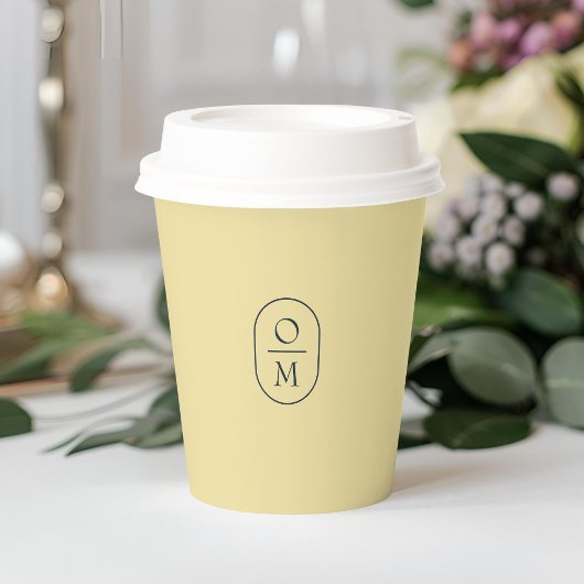 Butter Yellow | Minimal Monogram Wedding Pappbecher