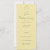Butter Yellow Monogramm-Hochzeitsprogramm Einladung (Vorderseite)