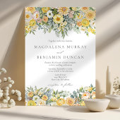 Butter Yellow Peach Sage Green Floral Wedding Einladung
