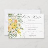Butter Yellow Peach Sage Green Floral Wedding Meal RSVP Karte (Vorderseite)