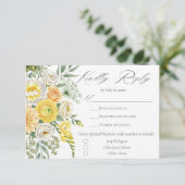Butter Yellow Peach Sage Green Floral Wedding Meal RSVP Karte (Stehend Vorderseite)