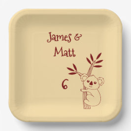 Butter Yellow & Red Australian Animals Birthday  Pappteller