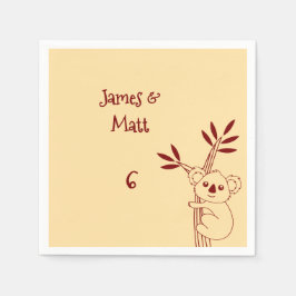 Butter Yellow & Red Australian Animals Birthday  Serviette