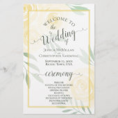 Butter Yellow & Sage Rosen Budget-Hochzeitsprogram (Vorderseite)