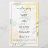 Butter Yellow & Sage Rosen Budget-Hochzeitsprogram (Rückseite)