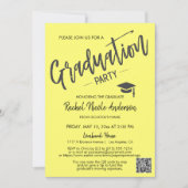 Butter Yellow Script QR Code Foto Abschluss Einladung (Vorderseite)