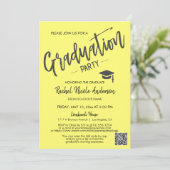 Butter Yellow Script QR Code Foto Abschluss Einladung (Stehend Vorderseite)