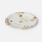 Butter Yellow She Found Her Honey Bee Bridal Party Pappteller (Schrägansicht)