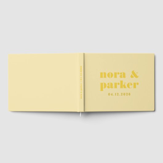 Butter Yellow Simple Monogram Wedding Gästebuch (Voll)