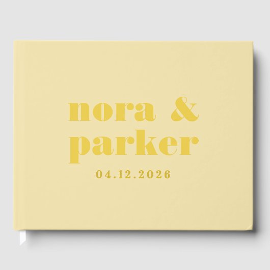 Butter Yellow Simple Monogram Wedding Gästebuch (Vorderseite)