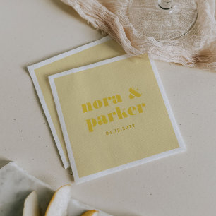 Butter Yellow Simple Monogram Wedding Serviette