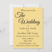 Butter Yellow Simple Style Wedding Einladung (Vorderseite)